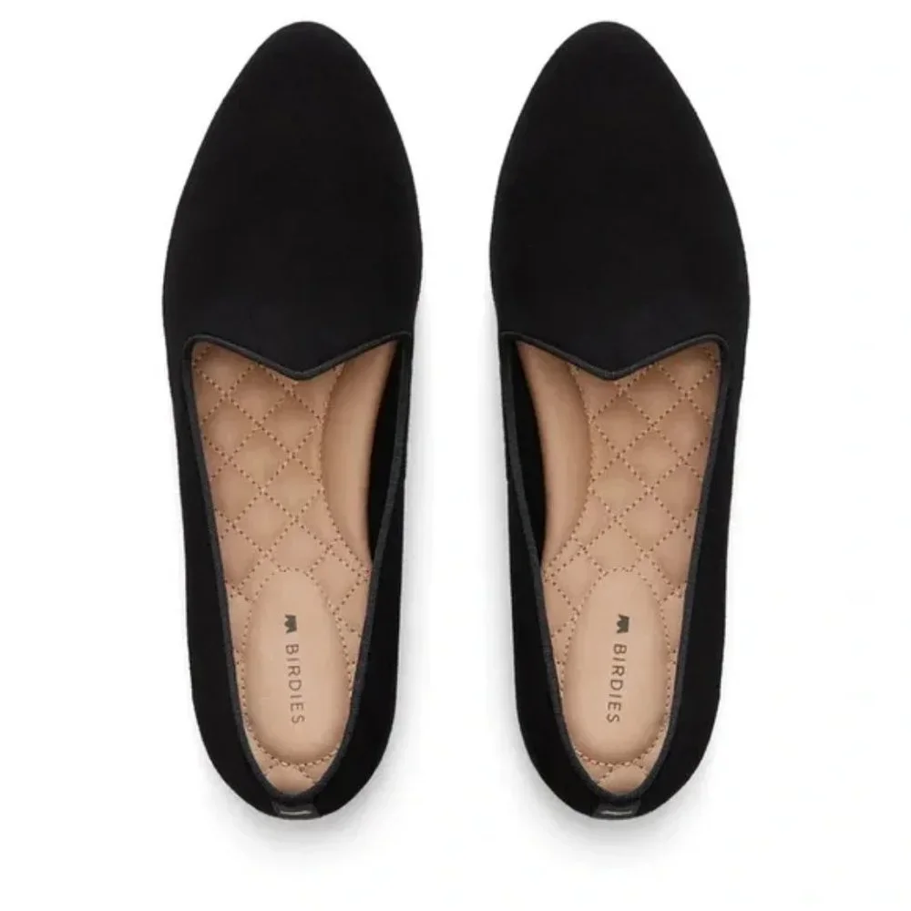 ❌SOLD❌ BIRDIES The Heron Black Velvet Suede Smoking Slipper Flat Slip On 11 - Picture 8 of 9